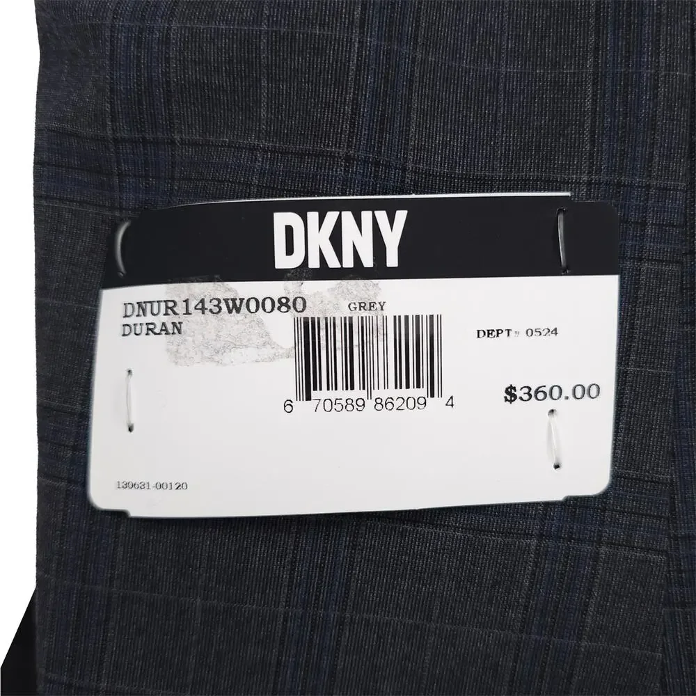 DKNY Mens Modern Fit Suit Jacket Blazer 40R Dark Grey Blue Plaid Stretch NWT